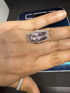 10k Rose Gold kunzite & Diamond Ring Size 7. - Picture 1 of 13