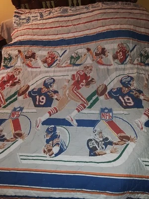 Manta edredón vintage de jugadores de equipos de fútbol americano de la NFL tamaño doble  Foto 1 de 4