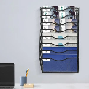 8 Tier Magazine Storage Rack, Wall Pocket File Holder, Mail Magazine Organiser - Picture 1 of 18