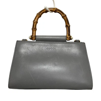 Auth GUCCI Nimfair 470271 Gray White Light Brown Leather Wood - Handbag - Image 1 of 4