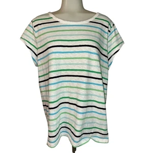 T By Talbots T-shirt donna taglie forti x maglia super morbida schiena aperta multi righe - Foto 1 di 10