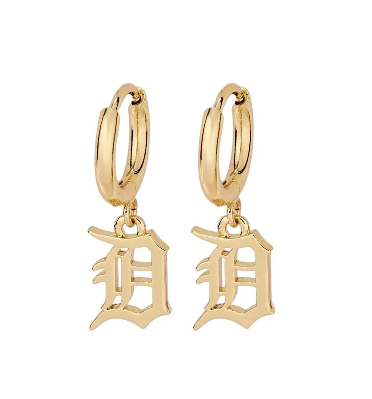 Pendientes Huggie Bijoux Sport por Luv Aj MLB Chapados en Oro Latón Logo Detroit Tigers Foto 1 de 1