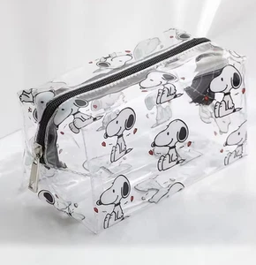 1 x Black & White SNOOPY See Through Plastic Cosmetics Bag PEANUTS - Picture 1 of 1