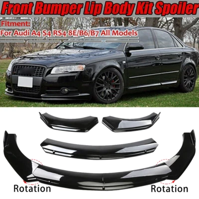 Gloss Black Car Front Bumper Spoiler Lip Splitter Body Kits For Audi A4 S4 A5 8E - Image 1 of 4