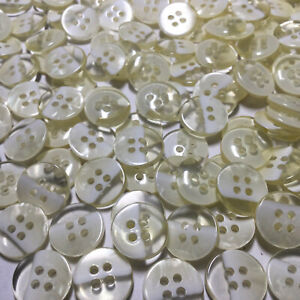 Beautiful Small Shirting Shirt Button Clear/Pearl White 13mm 1/2" 4hole