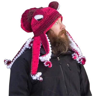 Funny Bunny Ears Hat, Knit Plush Bunny Hat,  Octopus Hat Beanie Cap Party Gift - Image 1 of 4