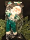 Vintage Christmas ~ Santa Doll Ornament ~ Santa Land ~ Green & White ~ NOS