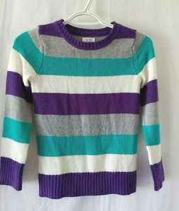 Children's Place Pullover Sweater Multicolor Stripe Crew Neck Sz M 7/8 #12778 - Picture 1 of 4