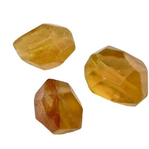 Faceted Golden Fluorite Nugget Beads | 17x12x9 to 19x17x13mm | Yellow | 3 Beads| - Picture 1 of 8