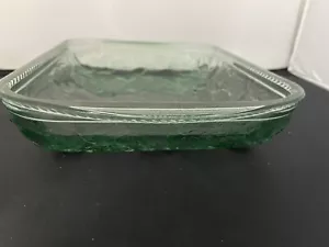 Libbey Casserole Baking Dish 12" x 9" Green Glass Orchard 3D Embossed Fruit - Picture 1 of 8
