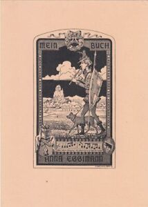 Exlibris Ex Holzschnitt Hans Eggimann 1872-1929 Piper Cane Spartito Stemma