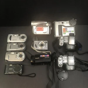 Lot Of 10 Untested Digital Cameras Camcorders -Sony, Hitachi, Samsung - Picture 1 of 21