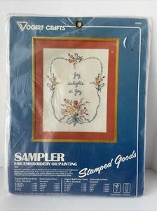 Vintage Vogart Crafts Sampler 8761D “Joy Delights In Joy” Stamped Embroidery - Picture 1 of 4