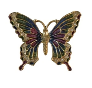 Spilla farfalla gioiello smaltato vintage tono oro - Foto 1 di 5