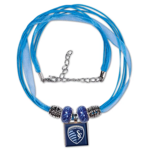 Sporting KC Kansas City Logo Lifetiles Wincraft Premium Ribbon Beads Necklace Cover