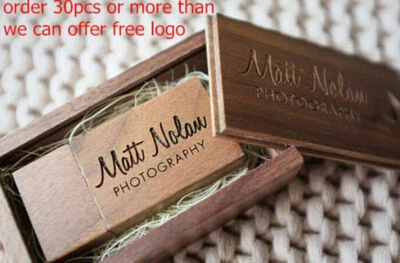 Free Personalize 256GB Wedding LOGO walnut Wood usb 3.0 memory stick flash drive - Image 1 of 3