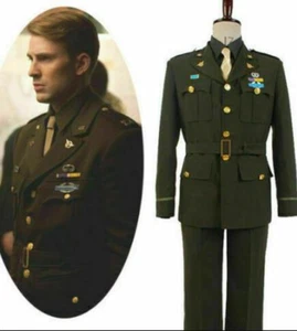 The Avengers Captain America Steve Rogers WWII Army SSR Uniform Cosplay Costume - Picture 1 of 8