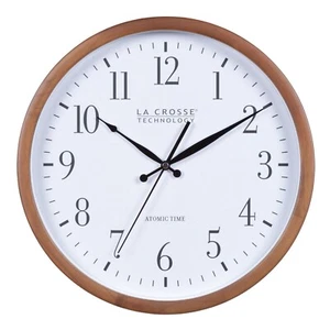 404-50447 La Crosse Technology 12.75" Hard Wood Frame Atomic Analog Wall Clock - Picture 1 of 10