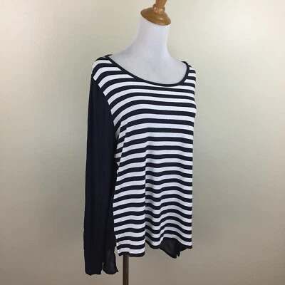 Camisa de jersey de gasa lisa a rayas azul oscuro blanca talla mediana MICHAEL KORS para mujer Foto 1 de 4