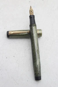 F Vintage 14K Goldfeder Mabie Todd & Co Schwan grün Muster Füllfederhalter - Bild 1 von 6