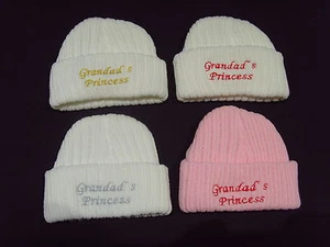 Baby Mütze Strick Wolle bestickt personalisiert mit Spruch Opas Prinzessin   - Bild 1 von 11