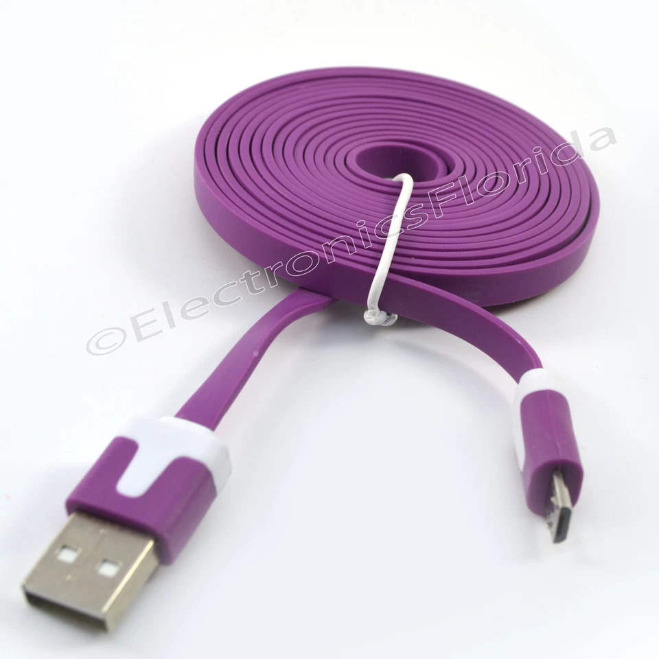 LOT Flat Regular Micro USB Data Sync Cable Cord 3,5,10FT for Android Phones  - Image 1 of 1
