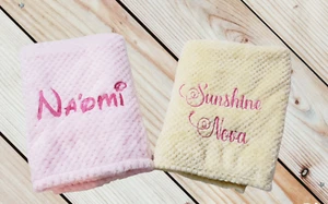 PERSONALIZED Embroidered Textured Minky Baby Crib Blanket 30x40  - Picture 1 of 15