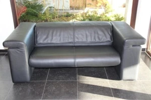 Ledergarnitur Rolf Benz, 1 x 2er Sofa + 1 x 3er Sofa schwarz, echt Leder - Bild 1 von 3