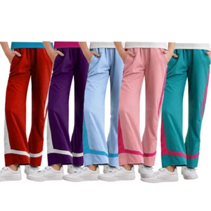 Kids Girls Pants Elastic Sweatpants Jogging Trousers Outdoor Color Block Bottom - Picture 1 of 61