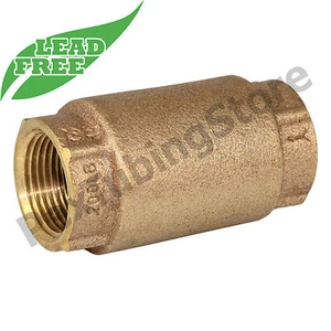 Válvula de retención de resorte de latón roscado en línea NPT de 1-1/4", SIN PLOMO - Imagen 1 de 1