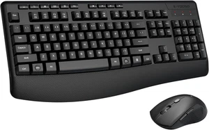 Wireless Keyboard and Mouse Combo, 2.4Ghz Full-Sized Ergonomic Wireless Keyboard - Picture 1 of 12
