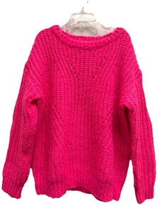 Cotton Emporium Nordstrom Girls Bright Neon Chunky Knit Crew Neck Sweater Sz L - Picture 1 of 2