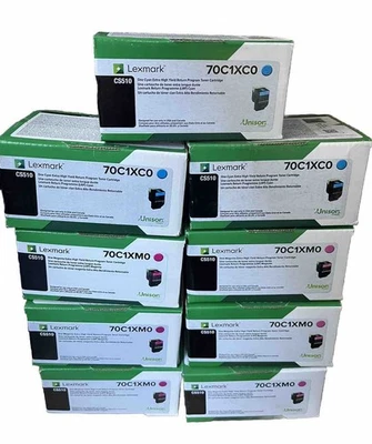 Lote de 9 - Tóner Magenta Extra Alto Rendimiento Lexmark 70C1XC0 Cian 70C1XM0 CS510 Nuevo Foto 1 de 4