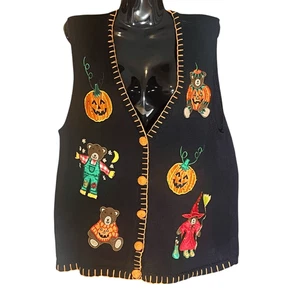 Gilet Insegnante Orsi e Zucca Halloween Edizioni Base Bottone Uncinetto Bottone - Foto 1 di 10