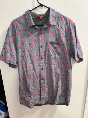 Camisa Hawaiana Union Bay Estampado Flamenco Manga Corta Abotonada - Grande Foto 1 de 3