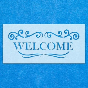 Vintage Shabby Chic Welcome Sign Stencil, Mylar Airbrush Painting Wall Art - Picture 1 of 30