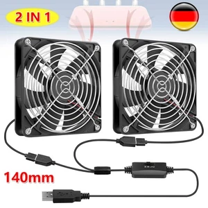 Wentylator 2w1 USB 140mm Cichy wentylator obudowy PC PC Regulowany podwójny wentylator! - Zdjęcie 1 z 16