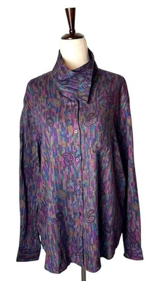 Camisa Diane Von Furstenberg Mujer 16 Púrpura Cachemira Retro De Colección Abotonada Foto 1 de 4