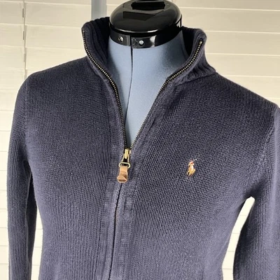 Polo Ralph Lauren Niños Cárdigan Suéter Juvenil Talla S (8) Azul Cremallera Completa Logo de Poni Foto 1 de 4