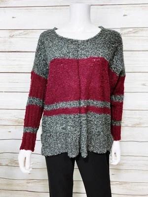 RD стиль женщин свитер размер L серый и бордовый эластичной длинным рукавом пуловер - Изображение 1 из 4