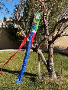 Windsock Flag with Butterflies and Welcome Red and Blue Tails 5 ft. Long - Picture 1 of 9