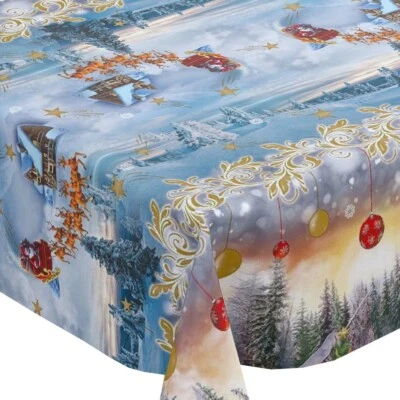 CHRISTMAS SEASON FESTIVE VINYL WIPE CLEAN PVC TABLECLOTH - Image 1 of 4