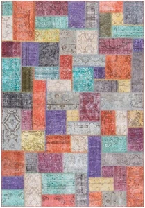 Patchwork Handgeknüpfter Perserteppich 246x171 cm-Orient,Carpet,Rug,Vintage - Picture 1 of 6