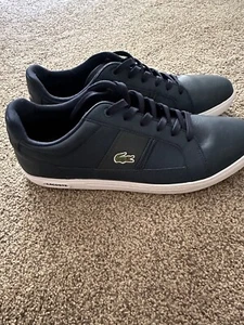 msh--LaCoste Mens blue leather sneakers 11.5 NEW - Picture 1 of 4