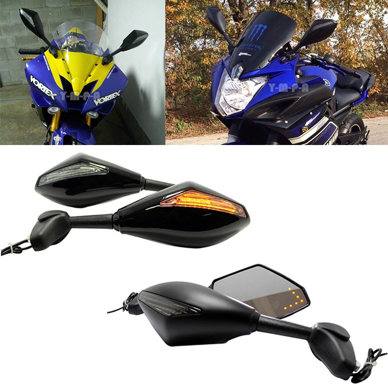 Espejos retrovisores LED de carreras para motocicletas para Yamaha FZR 1000 YZF600 R6 FZ6R MT Foto 1 de 4