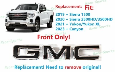 Frontal Cromo Brillo Negro GMC Emblema Sierra 1500 2500HD 3500HD Yukon XL Canyon Foto 1 de 4