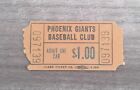 Vintage Phoenix Giants Baseball Club Bilet Stub