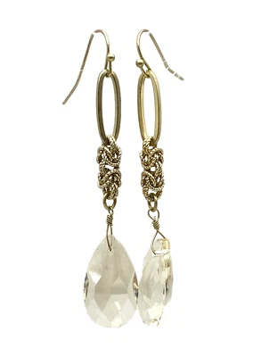 Pendientes Colgantes Casa Blanca Mercado Negro Lágrima Cristal Nudo Tono Dorado Mate Foto 1 de 4