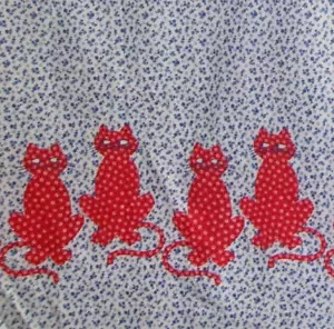 Sneaky Cats Cotton Flannel Fabric ~ By the Yard by 45" W ~ Pre-Washed Vintage - Picture 1 of 4