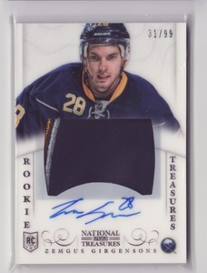 2013-14 National Treasures #225 Zemgus Girgensons Patch Auto 40/99 RC Autograph